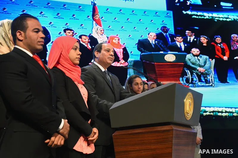 Egyptian President Abdel Fattah el-Sisi, takes part in the ceremony to mark the the Egyptian Youth Day, in Cairo on January 09, 2016. Photo by Egyptian President Office
