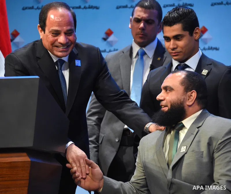 Egyptian President Abdel Fattah el-Sisi, takes part in the ceremony to mark the the Egyptian Youth Day, in Cairo on January 09, 2016. Photo by Egyptian President Office