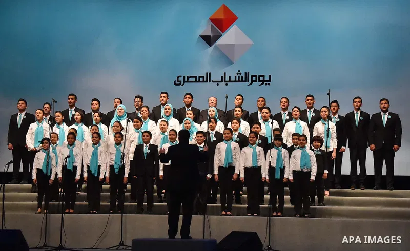 Egyptian President Abdel Fattah el-Sisi, takes part in the ceremony to mark the the Egyptian Youth Day, in Cairo on January 09, 2016. Photo by Egyptian President Office