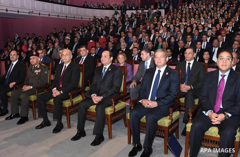 Egyptian President Abdel Fattah el-Sisi, takes part in the ceremony to mark the the Egyptian Youth Day, in Cairo on January 09, 2016. Photo by Egyptian President Office