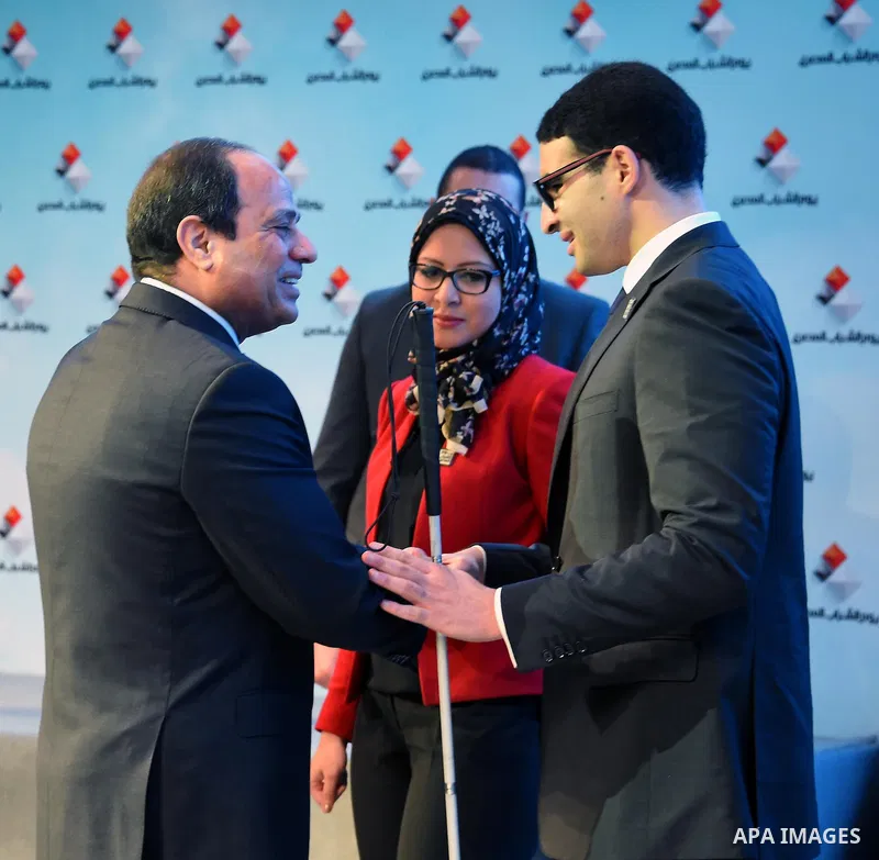 Egyptian President Abdel Fattah el-Sisi, takes part in the ceremony to mark the the Egyptian Youth Day, in Cairo on January 09, 2016. Photo by Egyptian President Office
