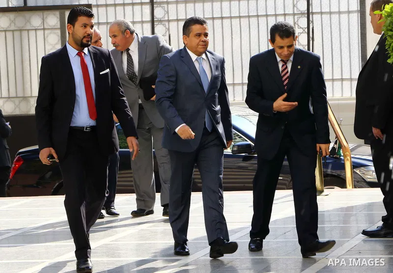 Members of Arab foreign ministers arrive for an emergency meeting of Arab foreign ministers in the Egyptian capital Cairo on January 10, 2016. Arab League chief Nabil al-Arabi accused Tehran of "provocative acts" as top...