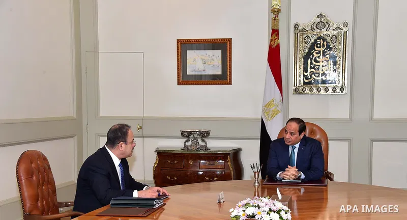 Egyptian President Abdel Fattah al-Sisi meets with Internal Minister, Magdi Abdel Ghaffar in Cairo, Egypt on Jan. 10, 2016. Photo by Egyptian President Office