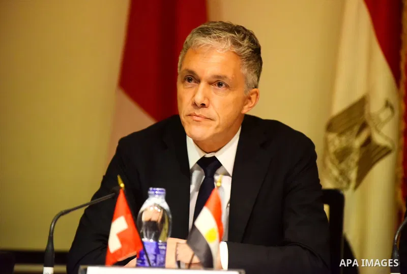 Swiss attorney Michael Lauber speaks during a press conference in Cairo, Egypt, 16 January 2016. According to local media Switzerland cannot start the retrieval process from Swiss banks for the frozen assets of Egyptian...