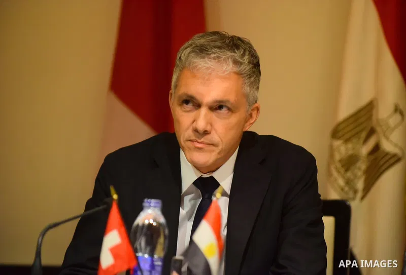 Swiss attorney Michael Lauber speaks during a press conference in Cairo, Egypt, 16 January 2016. According to local media Switzerland cannot start the retrieval process from Swiss banks for the frozen assets of Egyptian...