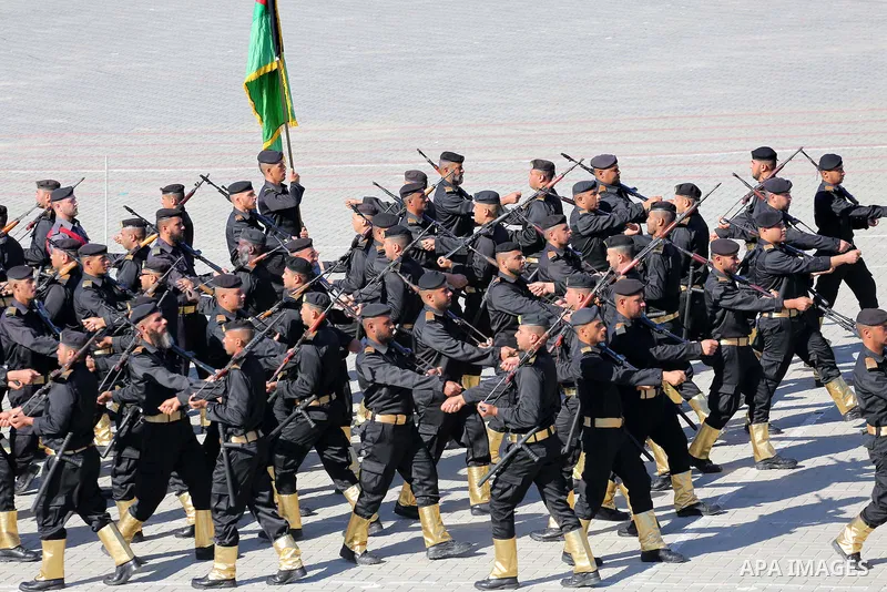 Palestinian members of officers display their skills during a graduation ceremony, in Gaza city on January 17, 2016. Photo by Mohammed Asad