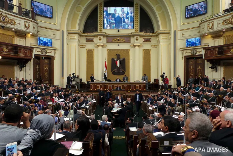 Members of Egypt's Parliament attend the parliament session, in Cairo, Egypt, on Jasn 17, 2016. Photo by Amr sayed