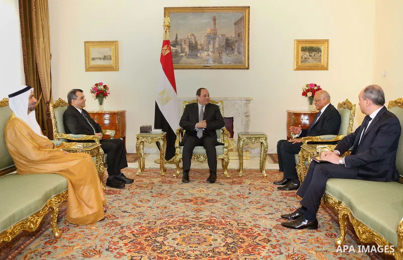 Egyptian President Abdel Fattah al-Sisi meets with the President of the Inter-Parliamentary Union, Saber Chowdhury, in Cairo, Egypt, on Jan. 20, 2016. Photo by Egyptian President Office