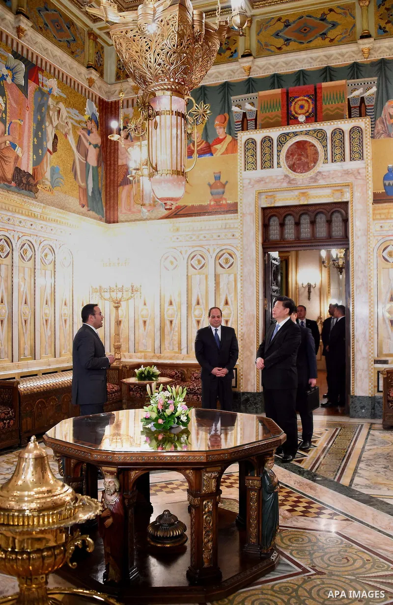 Egyptian President Abdel Fattah al-Sisi meets with Chinese President Xi Jinping, in Cairo, Egypt, January 20, 2016. Xi Jinping arrived in Cairo Wednesday for a state visit to Egypt, the second leg of his three-nation Mid...
