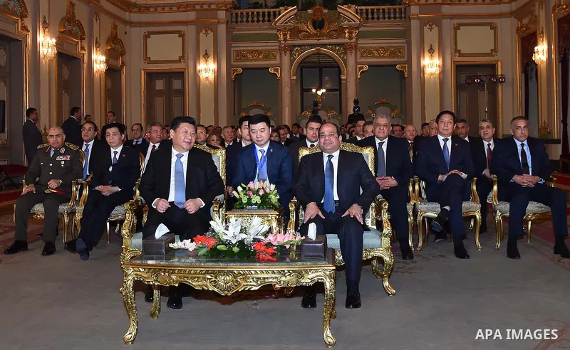 Egyptian President Abdel Fattah al-Sisi meets with Chinese President Xi Jinping, in Cairo, Egypt, January 20, 2016. Xi Jinping arrived in Cairo Wednesday for a state visit to Egypt, the second leg of his three-nation Mid...