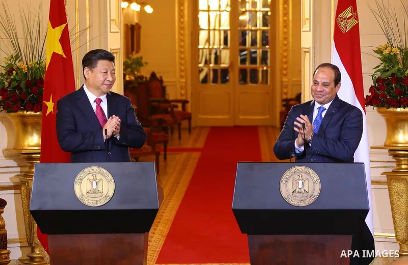 Egypt's President Abdel Fattah al-Sisi and Chinese President Xi Jinping hold joint a press conference at the Presidential Palace n the Egyptian capital Cairo on Jan. 21, 2016. Jinping signed a slew of trade deals with Eg...