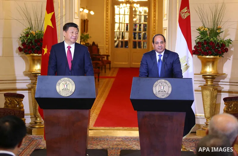 Egypt's President Abdel Fattah al-Sisi speaks during joint a press conference with Chinese President Xi Jinping at the Presidential Palace in the Egyptian capital Cairo on Jan. 21, 2016. Jinping signed a slew of trade de...