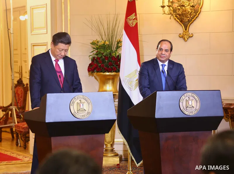 Egypt's President Abdel Fattah al-Sisi speaks during joint a press conference with Chinese President Xi Jinping at the Presidential Palace in the Egyptian capital Cairo on Jan. 21, 2016. Jinping signed a slew of trade de...