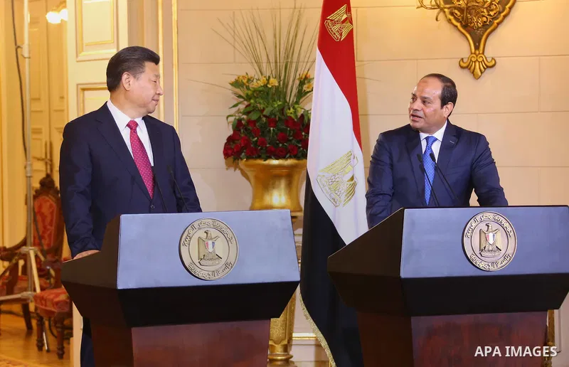 Egypt's President Abdel Fattah al-Sisi speaks during joint a press conference with Chinese President Xi Jinping at the Presidential Palace in the Egyptian capital Cairo on Jan. 21, 2016. Jinping signed a slew of trade de...