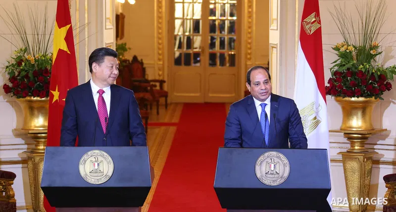 Egypt's President Abdel Fattah al-Sisi speaks during joint a press conference with Chinese President Xi Jinping at the Presidential Palace in the Egyptian capital Cairo on Jan. 21, 2016. Jinping signed a slew of trade de...