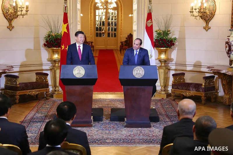 Egypt's President Abdel Fattah al-Sisi speaks during joint a press conference with Chinese President Xi Jinping at the Presidential Palace in the Egyptian capital Cairo on Jan. 21, 2016. Jinping signed a slew of trade de...