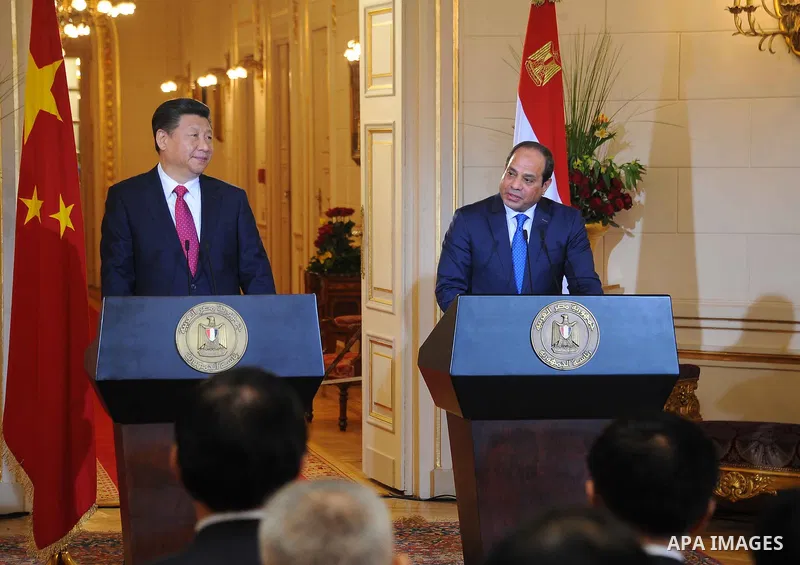 Egypt's President Abdel Fattah al-Sisi speaks during joint a press conference with Chinese President Xi Jinping at the Presidential Palace in the Egyptian capital Cairo on Jan. 21, 2016. Jinping signed a slew of trade de...