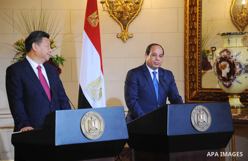 Egypt's President Abdel Fattah al-Sisi speaks during joint a press conference with Chinese President Xi Jinping at the Presidential Palace in the Egyptian capital Cairo on Jan. 21, 2016. Jinping signed a slew of trade de...
