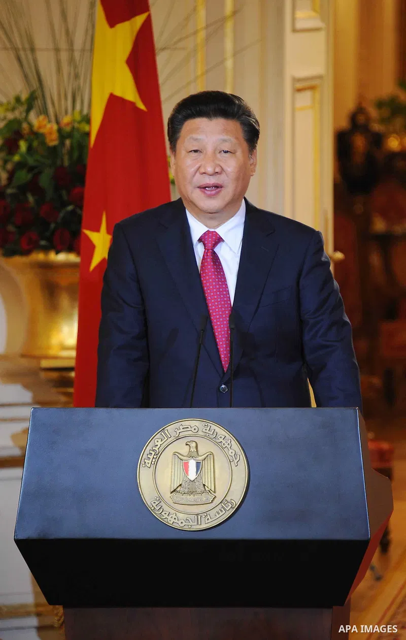 Chinese President Xi Jinping speaks during joint a press conference with Egypt's President Abdel Fattah al-Sisi (unseen) at the Presidential Palace in the Egyptian capital Cairo on Jan. 21, 2016. Jinping signed a slew of...