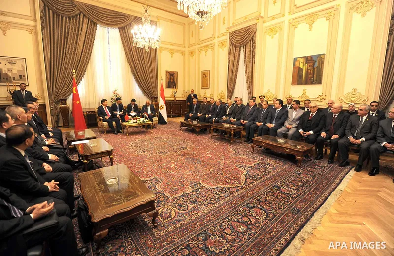 Chinese President Xi Jinping, visits the parliament in Cairo, Egypt, on Jan. 21, 2016. Jinping signed a slew of trade deals with Egypt's leader as part of a regional tour aimed at bolstering Beijing's economic ties and c...