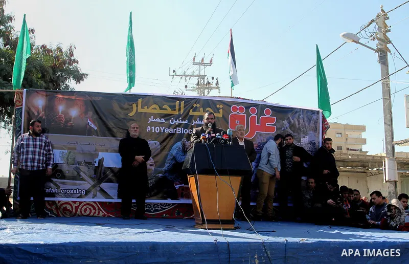 Palestinians supporting Hamas take part in a rally calling for an end to the blockade on Gaza, near the border with Egypt, in Rafah in the southern Gaza Strip, January 22, 2016. Gaza, a small impoverished coastal enclave...