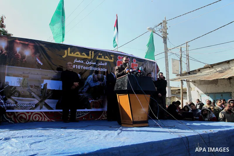 Palestinians supporting Hamas take part in a rally calling for an end to the blockade on Gaza, near the border with Egypt, in Rafah in the southern Gaza Strip, January 22, 2016. Gaza, a small impoverished coastal enclave...