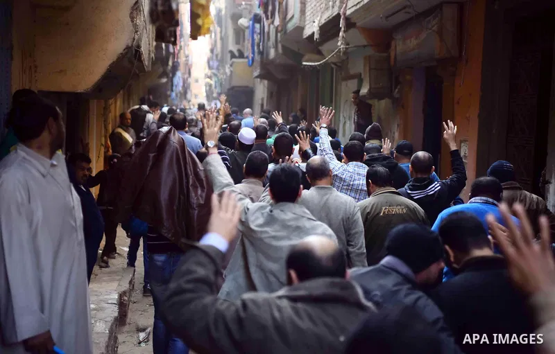 Egyptian supporters of Muslim Brotherhood and deposed President Mohamed Morsi, shot slogans during a demonstration against the President Abdel Fattah al-Sisi in Faisal district of Giza, Egypt, Jan. 22, 2016. Photo by Amr...