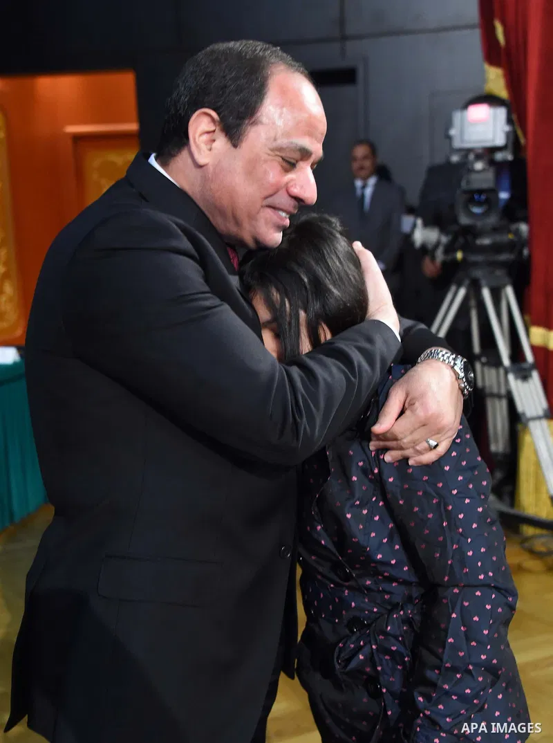 Egyptian President Abdel-Fattah el-Sissi takes part in a ceremony marking Police Day, which falls on Jan. 25, the anniversary of the 2011 uprising that toppled longtime ruler Hosni Mubarak, in Cairo, Egypt, Saturday, Jan...