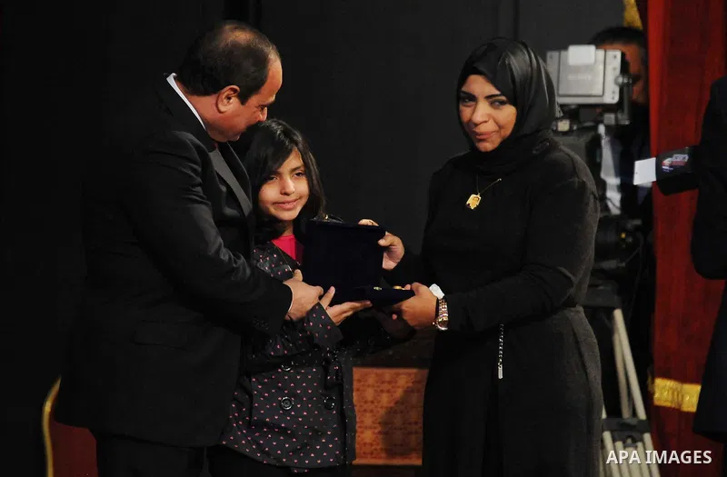 Egyptian President Abdel-Fattah el-Sissi takes part in a ceremony marking Police Day, which falls on Jan. 25, the anniversary of the 2011 uprising that toppled longtime ruler Hosni Mubarak, in Cairo, Egypt, Saturday, Jan...