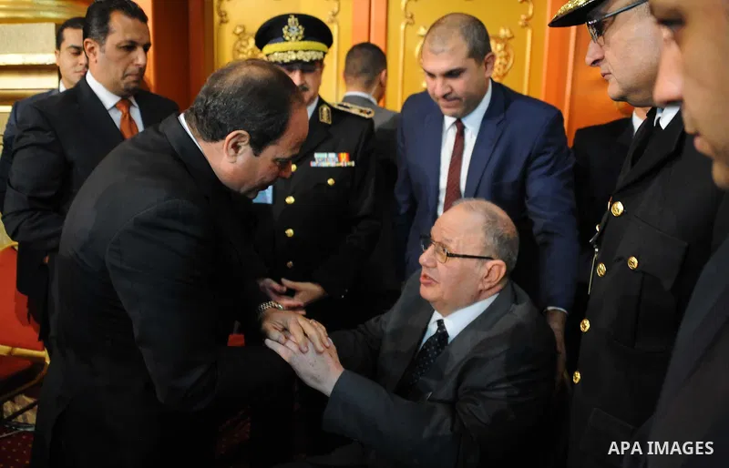 Egyptian President Abdel-Fattah el-Sissi takes part in a ceremony marking Police Day, which falls on Jan. 25, the anniversary of the 2011 uprising that toppled longtime ruler Hosni Mubarak, in Cairo, Egypt, Saturday, Jan...