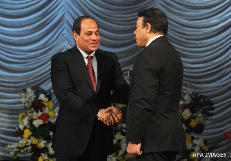 Egyptian President Abdel-Fattah el-Sissi takes part in a ceremony marking Police Day, which falls on Jan. 25, the anniversary of the 2011 uprising that toppled longtime ruler Hosni Mubarak, in Cairo, Egypt, Saturday, Jan...