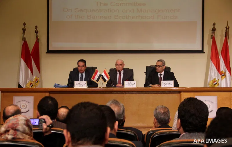 Judge Ezzat Khamis a head of justice ministry panel tasked with confsicating Muslim Brotherhood speaks during a press conference in Cairo, Egypt, on Jan. 24, 2016. A panel tasked by the Justice Ministry to oversee the co...