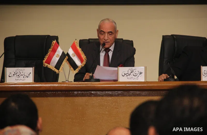 Judge Ezzat Khamis a head of justice ministry panel tasked with confsicating Muslim Brotherhood speaks during a press conference in Cairo, Egypt, on Jan. 24, 2016. A panel tasked by the Justice Ministry to oversee the co...