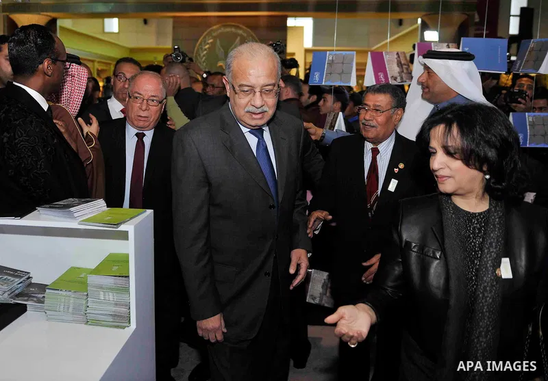 Egyptian Prime Minister Sherif Ismail opens the Cairo International Book Fair, in Cairo, Egypt, on Jan. 27, 2016. Photo by Stranger