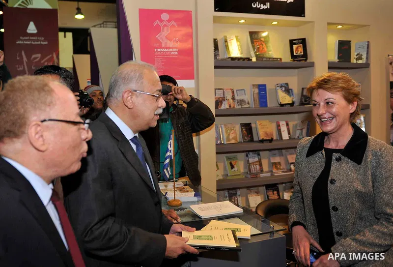 Egyptian Prime Minister Sherif Ismail opens the Cairo International Book Fair, in Cairo, Egypt, on Jan. 27, 2016. Photo by Stranger