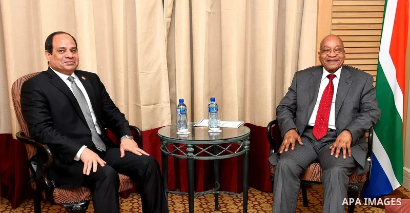 Egyptian President Abdel Fattah al-Sisi meets with President of South Africa, in Cairo, on January 29, 2016. Photo by Egyptian President Office