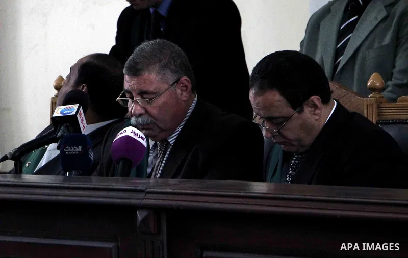 The Judge attends the trial of Ansar Bait Al-Maqdis group, in Cairo, on January 30, 2016, on charges of assassination of police officers, attempted assassination of interior minister Mohamed Ibrahim and explosions near s...