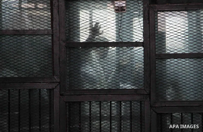 Suspects of of Ansar Bait Al-Maqdis group, attend their trial in Cairo on January 30, 2016, on charges of assassination of police officers, attempted assassination of interior minister Mohamed Ibrahim and explosions near...