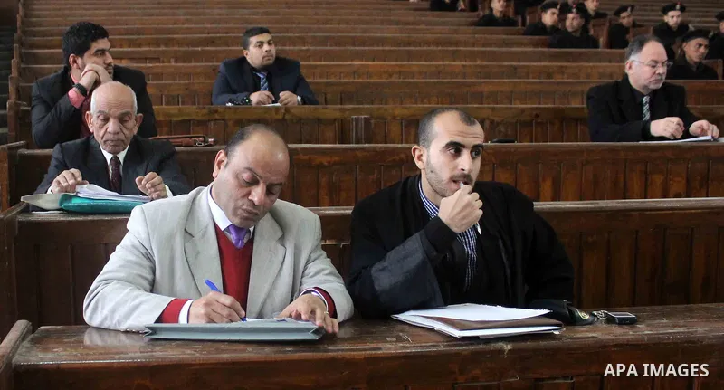 Egyptian lawyers attends the trial of Ansar Bait Al-Maqdis group in Cairo on January 30, 2016, on charges of assassination of police officers, attempted assassination of interior minister Mohamed Ibrahim and explosions n...