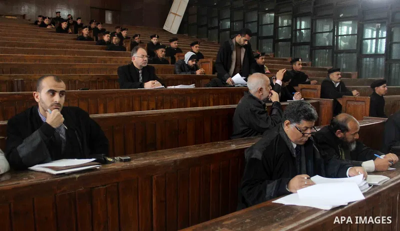 Egyptian lawyers attends the trial of Ansar Bait Al-Maqdis group in Cairo on January 30, 2016, on charges of assassination of police officers, attempted assassination of interior minister Mohamed Ibrahim and explosions n...