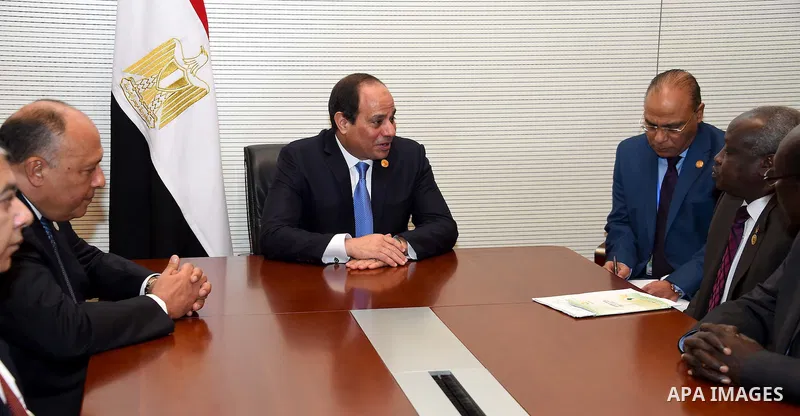 Egypt's President Abdel Fattah al-Sisi meets with Foreign Minister of South Sudan, in Ethiopia's capital Addis Ababa, January 31, 2016. Photo by Egyptian President Office