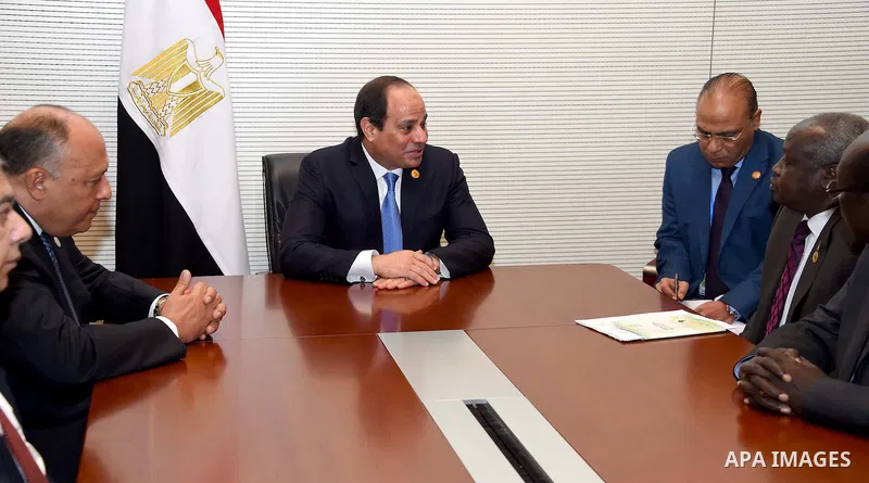 Egypt's President Abdel Fattah al-Sisi meets with Foreign Minister of South Sudan, in Ethiopia's capital Addis Ababa, January 31, 2016. Photo by Egyptian President Office