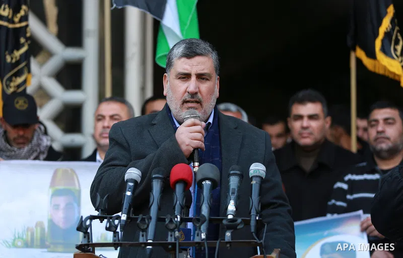 Palestinians take part in a protest to show solidarity with Amjad Sukkari, in Gaza city, on Feb. 01, 2016. A Palestinian opened fire at a checkpoint near the Jewish settlement in the West Bank, wounding three Israelis be...
