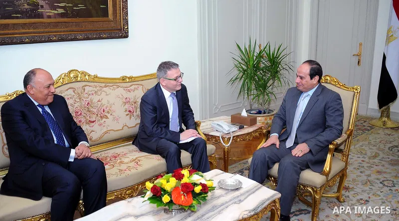 Egyptian President Abdel Fattah al-Sisi meets with Czech Foreign minister, Lubomir Zaoralek in Cairo, Egypt on Feb. 01, 2016. Photo by Egyptian President Office