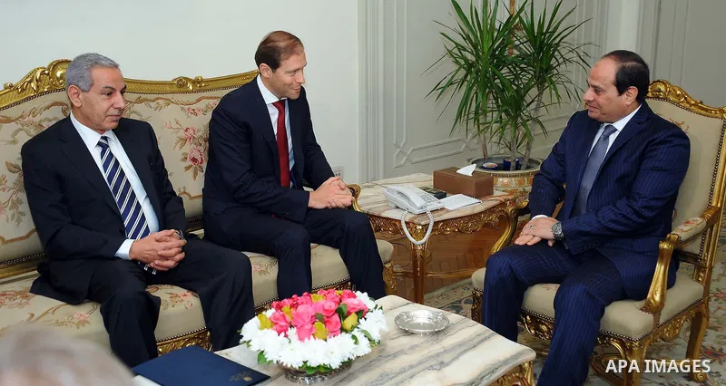 Egyptian President Abdel Fattah al-Sisi meets with minister of Industry and Trade of the Russian, Dennis Masarurov in Cairo, Egypt on Feb. 02, 2016. Photo by Egyptian President Office