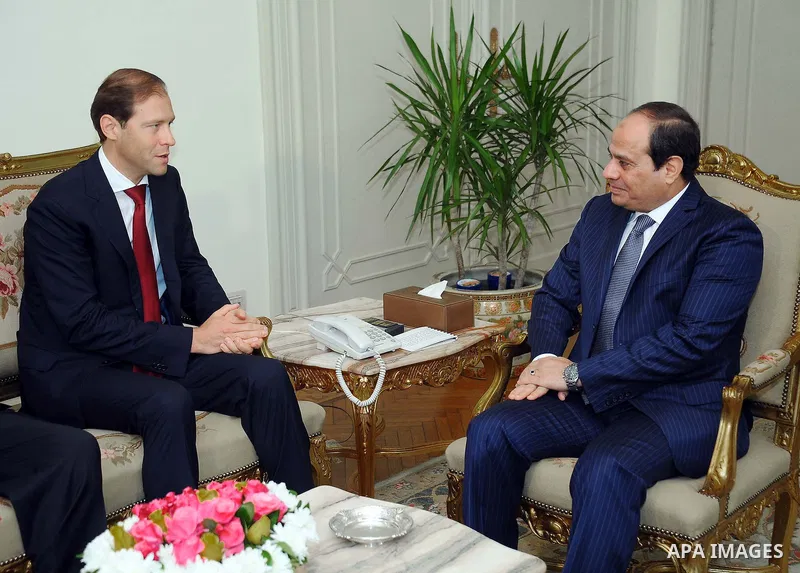 Egyptian President Abdel Fattah al-Sisi meets with minister of Industry and Trade of the Russian, Dennis Masarurov in Cairo, Egypt on Feb. 02, 2016. Photo by Egyptian President Office