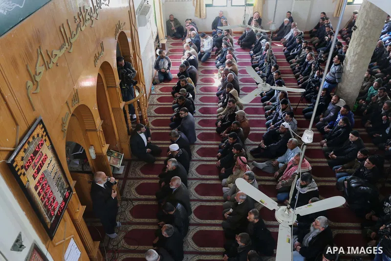 Senior Hamas leader Ismail Haniyeh speaks during the funeral of Palestinian Hamas militants whom killed when a tunnel collapse on Tuesday, during his funeral in the village of Al-Moghraga near central Gaza Strip, Februar...