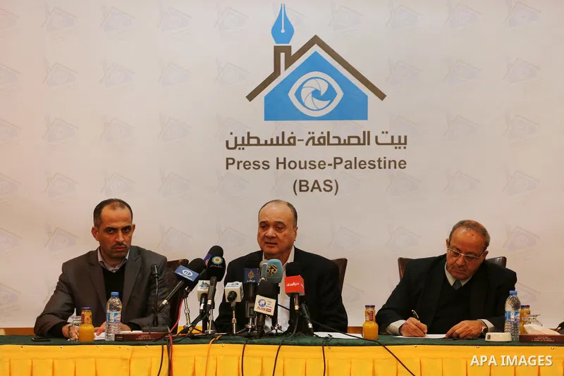 Member of the Central Committee of Fatah movement Nasser Al-Kidwa, speaks during a press conference in Gaza city on Feb. 07, 2016. Photo by Mohammed Asad