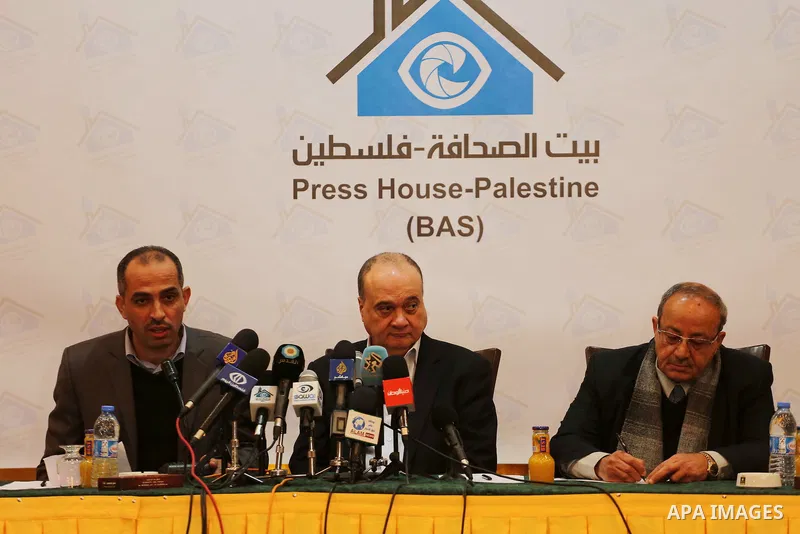 Member of the Central Committee of Fatah movement Nasser Al-Kidwa, speaks during a press conference in Gaza city on Feb. 07, 2016. Photo by Mohammed Asad