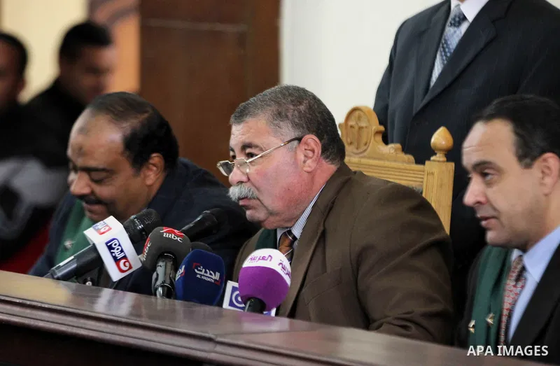 Egyptian judges attend the trial of Egyptian former interior minister Habib al-Adly on the charges of corruption, in Cairo, Egypt on February 7, 2016. Habib al-Adly served as interior minister of Egypt from 1997 to 2011,...